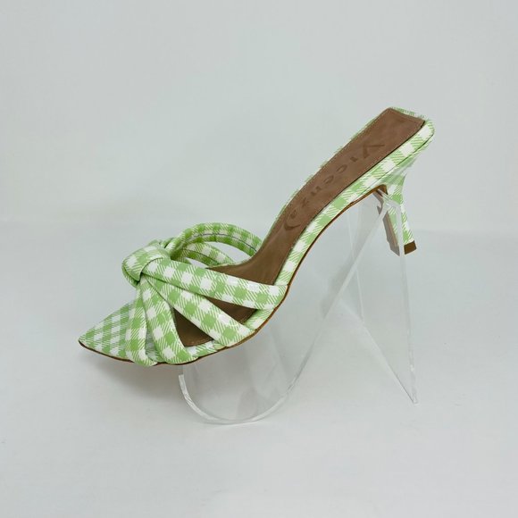 Free People by Vicenza "Evie" Green Gingham Pointed Kitten Heels | Size 8 | NEW - Picture 6 of 11